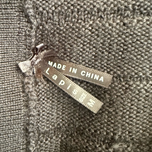 Lapis Black Ribbed Knit A-Line Skirt | Tie Waist | Size M - Picture 2 of 8